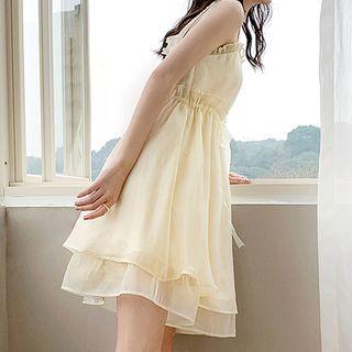 Frilled Chiffon Spaghetti Strap Dress