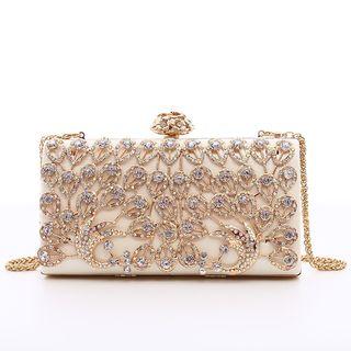 Rhinestone Box Chain Strap Crossbody Bag