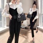 Set: Plain Shirt + Spaghetti Strap Jumpsuit