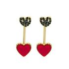 Rhinestone Heart Drop Earring 1 Pair - 01 - Gold - One Size