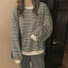Dip Back Stripe Oversized Sweatshirt As Shown In Figure - One Size
