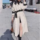Long-sleeve Plaid Tweed Tie-waist Coat