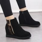 Faux Suede Hidden Wedge Ankle Boots