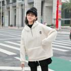 Faux Shearling Embroidered Hoodie