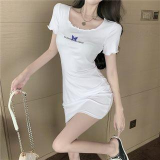 Short-sleeve Butterfly Mini Dress