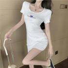 Short-sleeve Butterfly Mini Dress