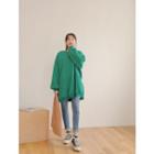 Balloon-sleeve Slit-side Boxy Sweatshirt