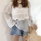 Set: Plain Shirt + Sleeveless Crochet Top