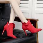 Pointed Frill-trim High Heel Ankle Boots