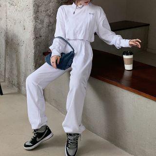 Cropped Sweatshirt / High-waist Wide-leg Sweatpants