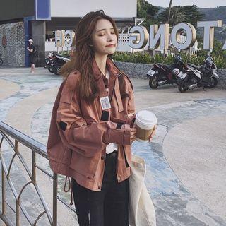 Lettering Stand-collar Bolero
