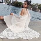 3/4-sleeve Oversize Lace Light Jacket White - One Size