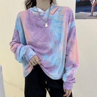 Dye Print Hoodie As Shown In Figure - One Size