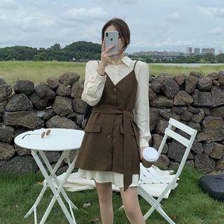 Plain Shirt / Mini A-line Overall Dress