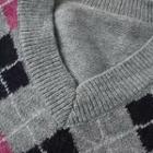 Argyle Sweater Vest Gray & Pink & Black - One Size