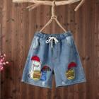 Cat Applique Denim Shorts