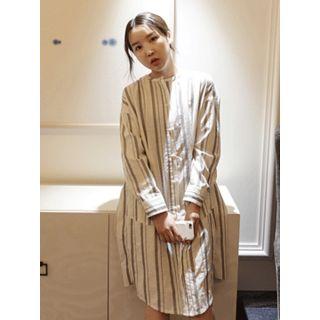 Round-neck Striped Shirtdress