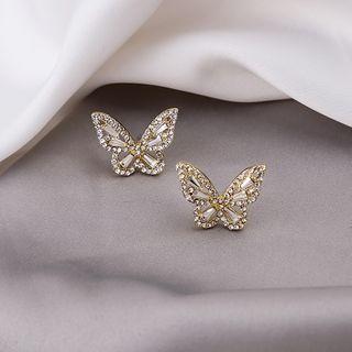 Rhinestone Butterfly Earring 1 Pair - E2998 - As Shown In Figure - One Size