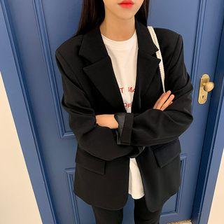 Single-button Flap-pocket Longline Blazer