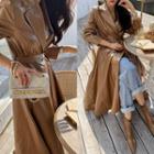 Faux-leather A-line Long Coat