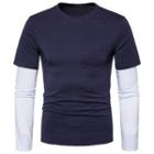 Mock Two-piece Color Block Long-sleeve T-shirt