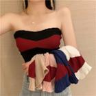Color Block Strapless Knit Top