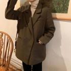Double Breasted Coat Greenish Brown - One Size
