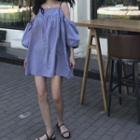 Cold Shoulder 3/4-sleeve A-line Dress As Shown In Figure - One Size