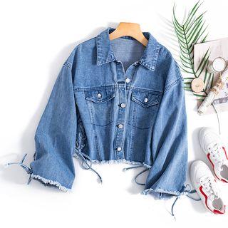 Frayed Cropped Denim Jacket