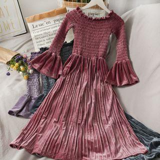 Off-shoulder Smocked Midi Dress In 5 Colors