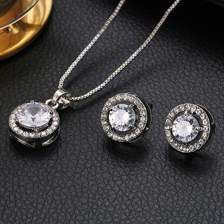 Rhinestone Necklace / Stud Earring