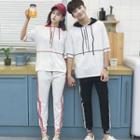 Couple Matching Set: Short-sleeve Hooded T-shirt + Sweatpants