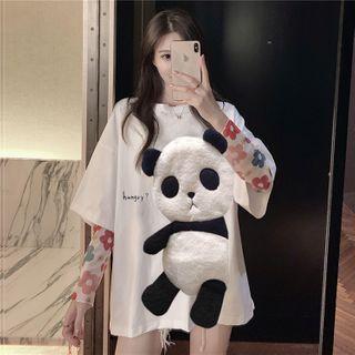 3/4-sleeve Panda Accent T-shirt