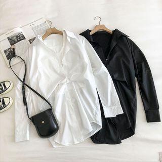 Mock Two-piece Plain Long-sleeve Dress