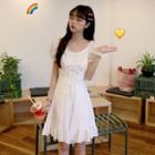 Square Collar Lace Up Dress
