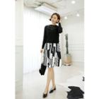 Crew-neck Lace-york Knit Top
