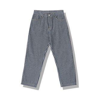 Striped Straight Leg Cropped Jeans