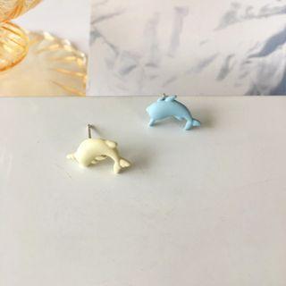 Narwhal Asymmetrical Alloy Earring 1 Pair - S925 Silver Stud Earring - Red & White - One Size