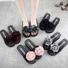 Floral Wedge Heel Slide Sandals