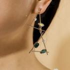 Triangle Dangle Earring 1 Pair - 14373 - Dark Green Rhinestone - Gold - One Size