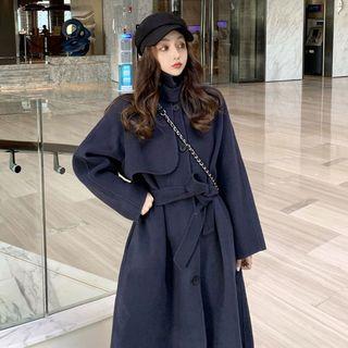Button Long Coat Dark Grayish Blue - One Size