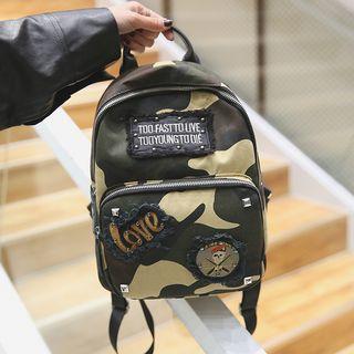 Applique Camouflage Canvas Backpack