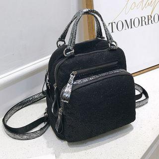 Sequined Zip Crossbody Bag Black - One Size