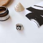 Square Faux Pearl Ring K705 - Silver & Black - One Size