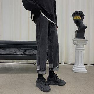 Panel Straight-cut Cropped Jeans