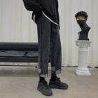Panel Straight-cut Cropped Jeans