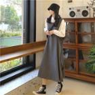 Plain Long-sleeve Shirt / Loose-fit Jumper Dress