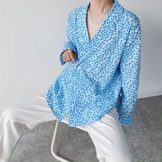 Print Oversized Long Sleeve Shirt