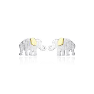 Sterling Silver Simple Cute Elephant Stud Earrings Silver - One Size