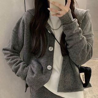Cardigan / T-shirt / Midi Fitted Knit Skirt